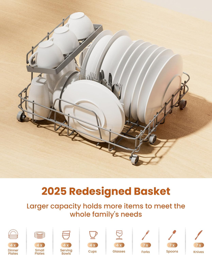 HAVA 2025 Upgraded Table Top Dishwasher – Portable, 8 Wash Programs, Water Softener, Child Lock & Delayed Start
