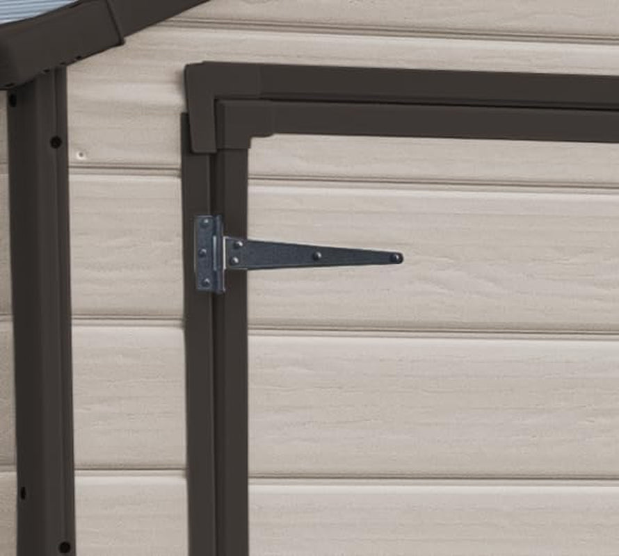 6 × 8 Ft Outdoor Apex Double Door Garden Storage Shed – Beige/Brown Wood Effect