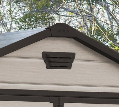 6 × 8 Ft Outdoor Apex Double Door Garden Storage Shed – Beige/Brown Wood Effect